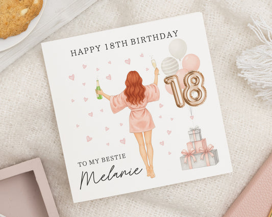 18th Birthday Card for Best Friend, Personalised Birthday Card for Her, 18th Birthday Card for Daughter, Cute 18th Birthday Card