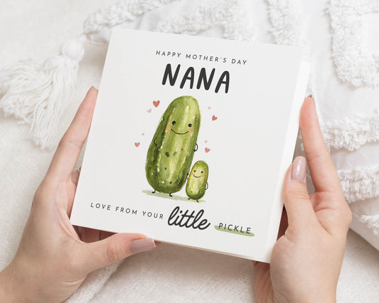 Mother's Day Card for Nana, Cute Nana Card, Mother's Day Card from Child, Personalised Nana Card, Pickle Card, Little Pickle Card