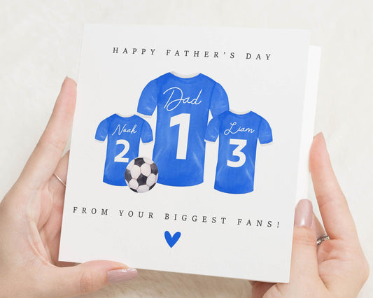 Fathers Day Card, Personalised Fathers Day Card, Football Card for Dad, Fathers Day Card from Kids, Daddy Card, Custom Dad Card