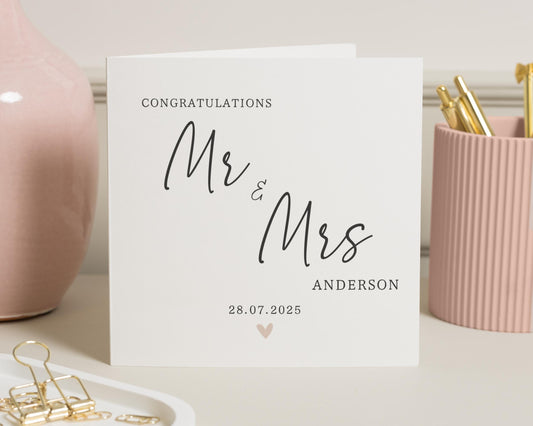 Wedding Card, Personalised Mr and Mrs Card, Congratulations Card, Wedding Card for Couple, Custom Wedding Card, Mr and Mrs Card