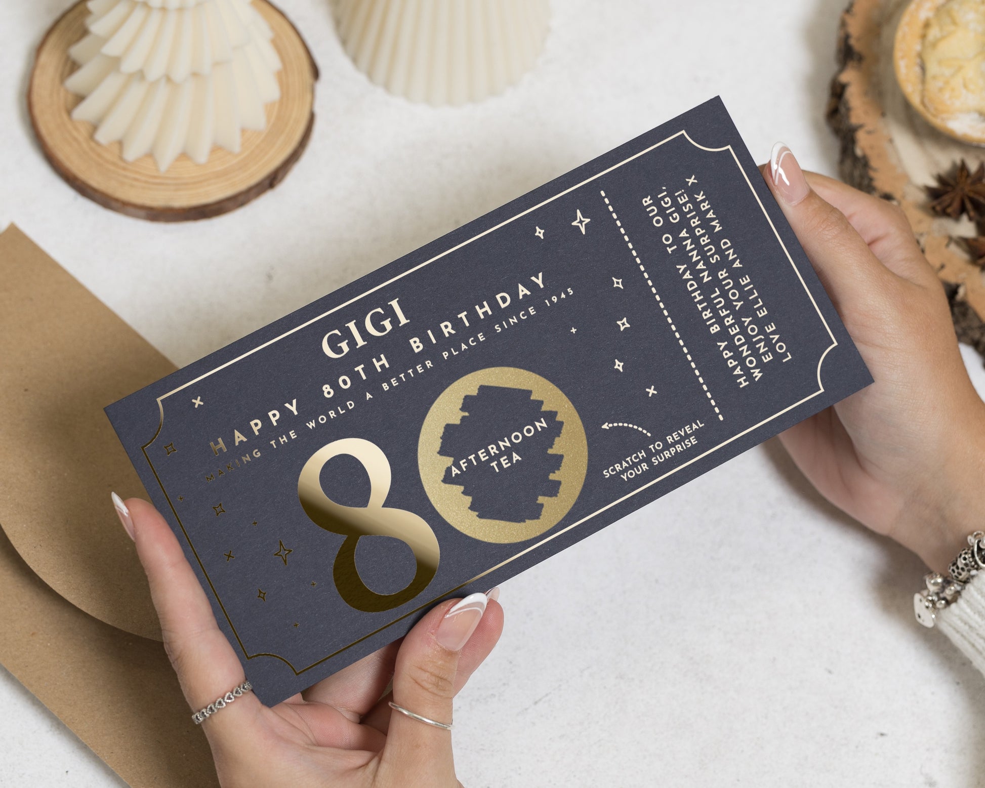 Personalised 80th Birthday Gift Voucher, Afternoon Tea Gift, Scratch To Reveal, Custom Birthday Gift For Her