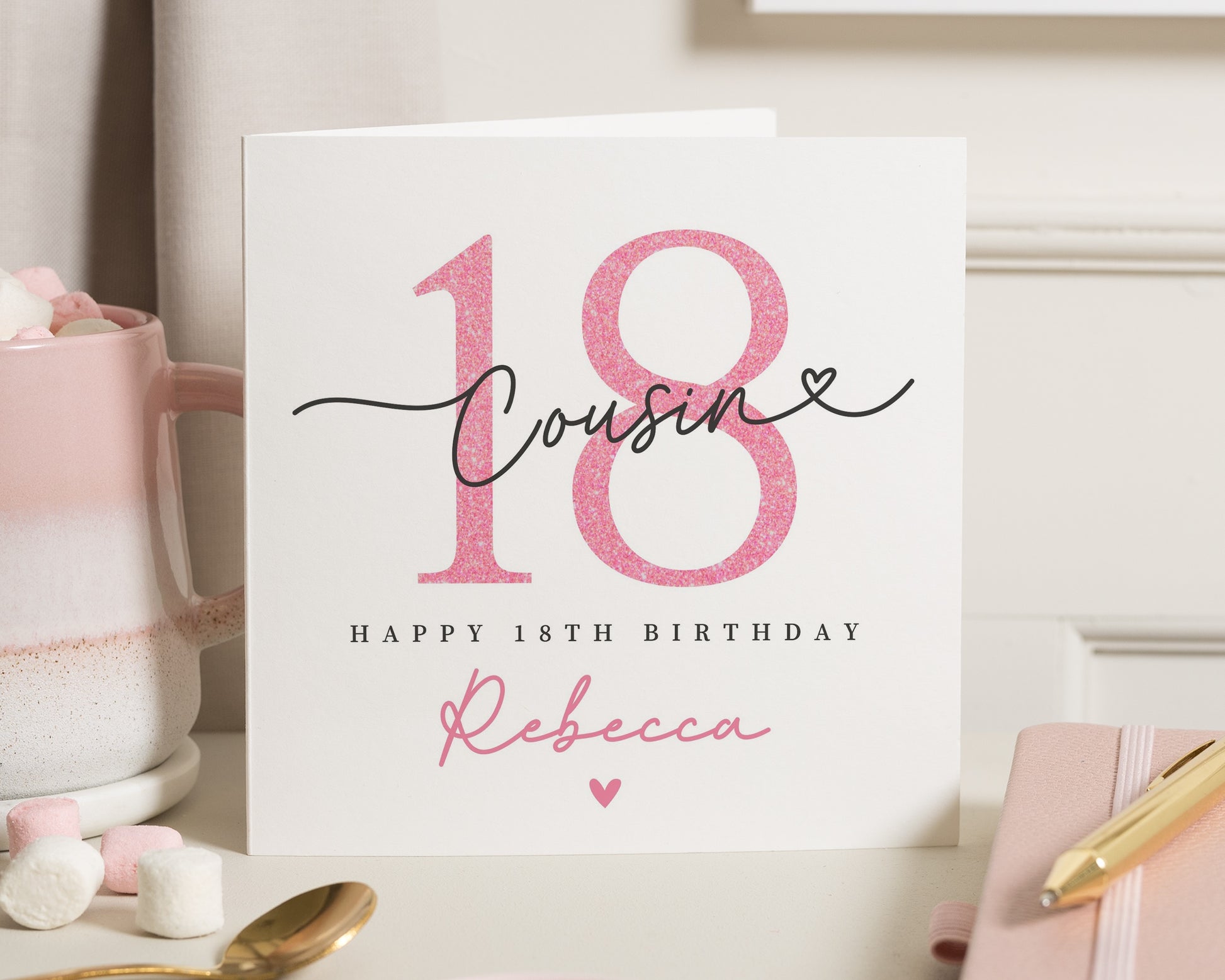 18th Birthday Card for Cousin, Personalised Cousin Birthday Card, 18th Birthday Card for Her, Custom Name Birthday Card
