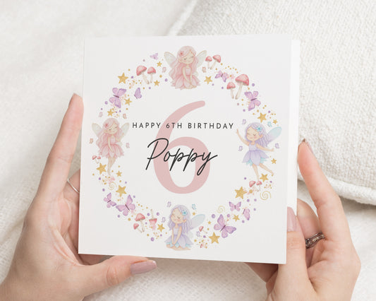 6th Birthday Card Girl, Fairy Birthday Card, Personalised Card, Daughter, Granddaughter