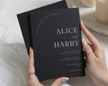 Onyx Black Wedding Invitations, Minimalist Wedding Invites, Elegant Typography Wedding Stationery, Personalised Invitation Suite