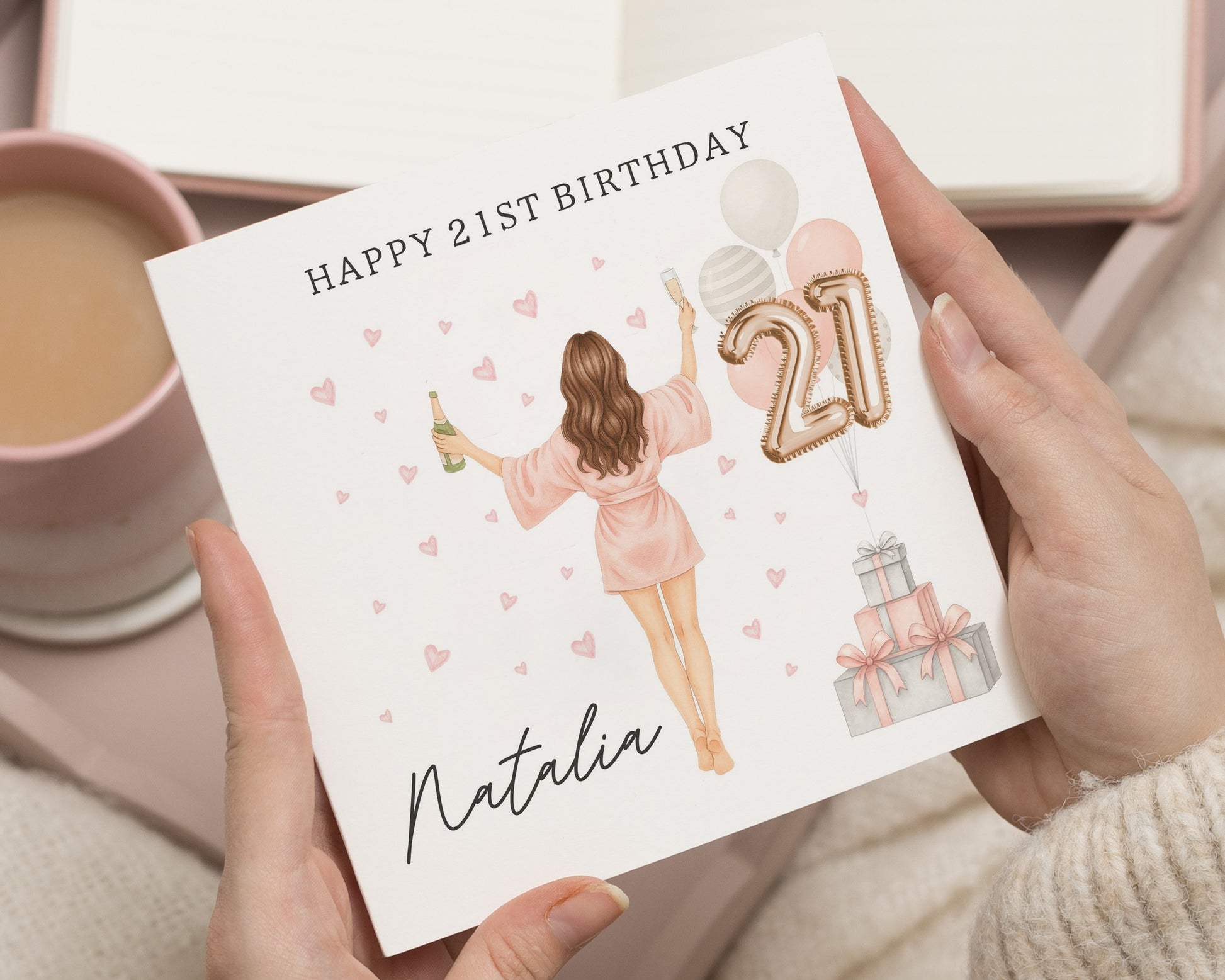 21st Birthday Card for Her, Personalised 21st Birthday Card, Birthday Card for Daughter, Best Friend, 21st Birthday Gift Card