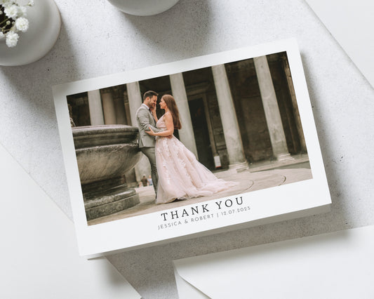 Personalised Wedding Thank You Card, Photo Wedding Thank You Card, Simple Thank You Card