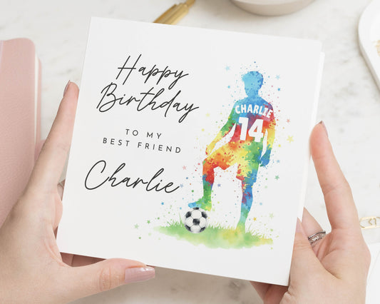 Birthday Card for Best Friend, Personalised Football Birthday Card, Birthday Card for Him, Birthday Card for Boy, Custom Name Card