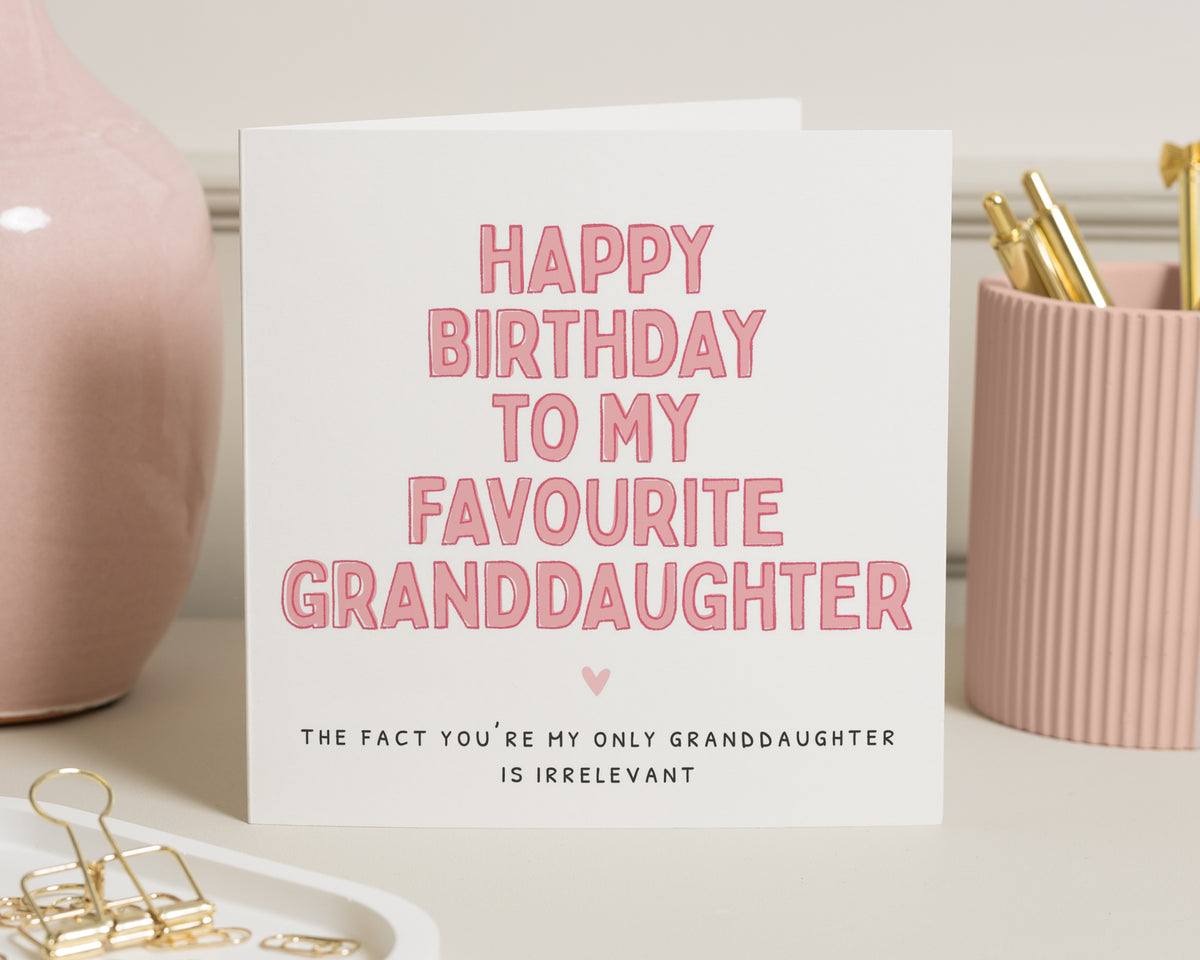 Granddaughter Birthday Card, Birthday Card for Granddaughter, Funny Birthday Card, Cute Birthday Card for Her, Favourite Granddaughter Card
