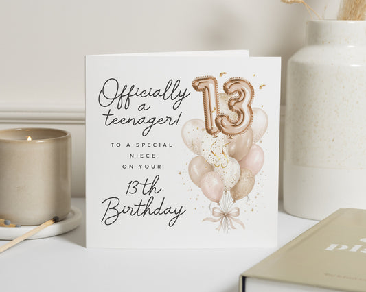 13th Birthday Card for Niece, Niece 13th Birthday Card, Teenager Birthday Card, Birthday Card for Girl, Personalised Birthday Card