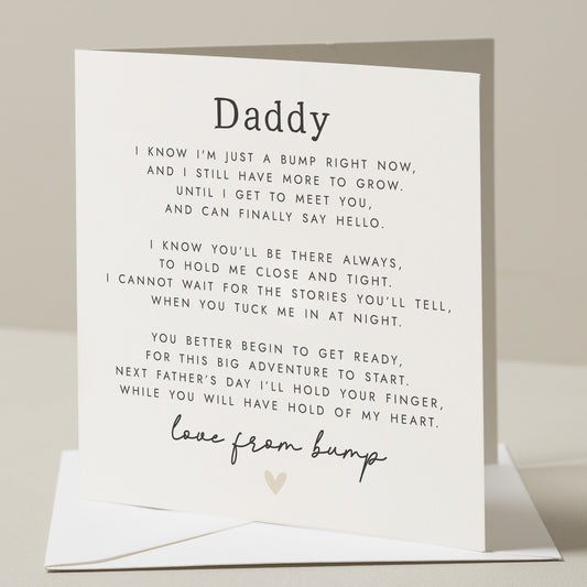 Fathers Day Card From Bump, Poem Card For Dad To Be, Fathers Day Gift From Bump, Fathers Day Card For Daddy To Be, Daddy To Be Poem Card