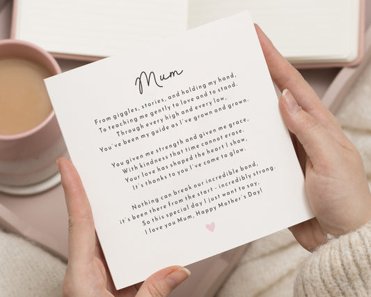 Mothers Day Card for Mum, Poem Card for Mum, Mothers Day Poem Card, Mum Birthday Card, Card for Her, Personalised Mum Card