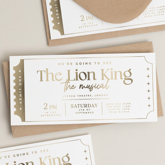 Personalised Theatre Gift Voucher, Birthday Gift Ticket, Foil Memorabilia Ticket, Birthday Gift Voucher, Theatre Ticket, Birthday Voucher