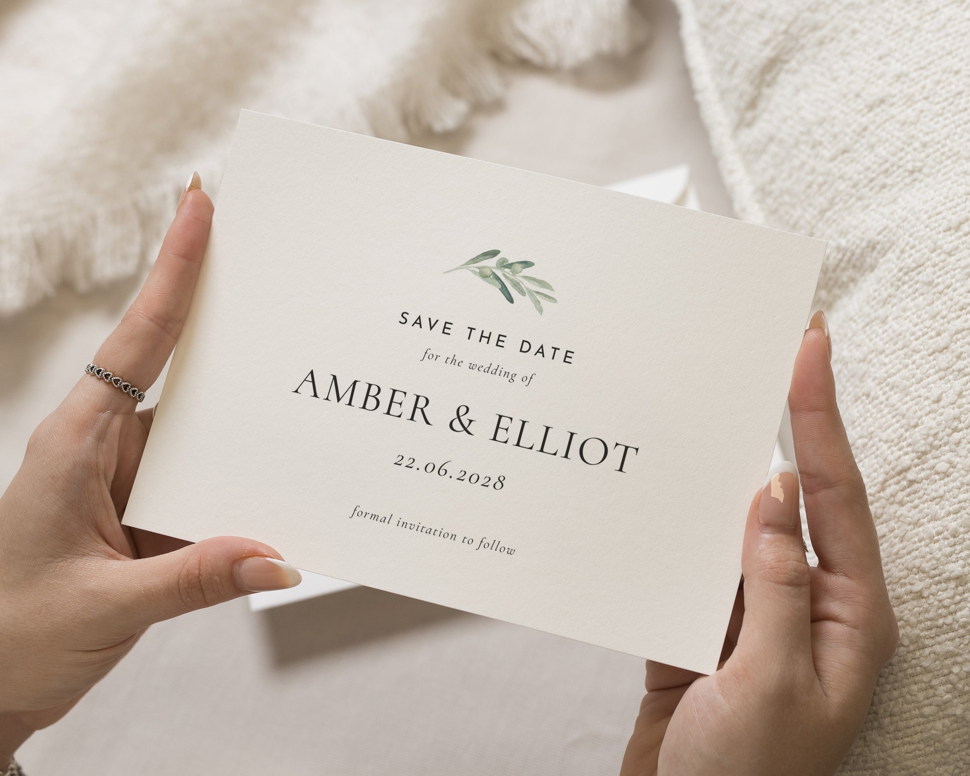Personalised Save the Date Card, Wedding Save the Date Card, Minimal Save the Date, Custom Save the Date, Greenery Save the Date Card
