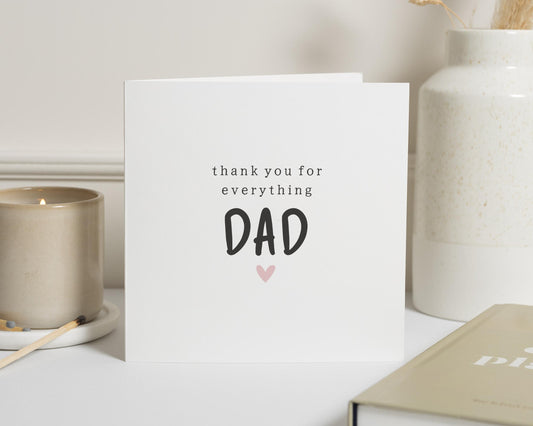 Fathers Day Card for Dad, Thank You Dad Card, Fathers Day Thank You Card, Fathers Day Card for Him, Simple Fathers Day Card, Card for Dad