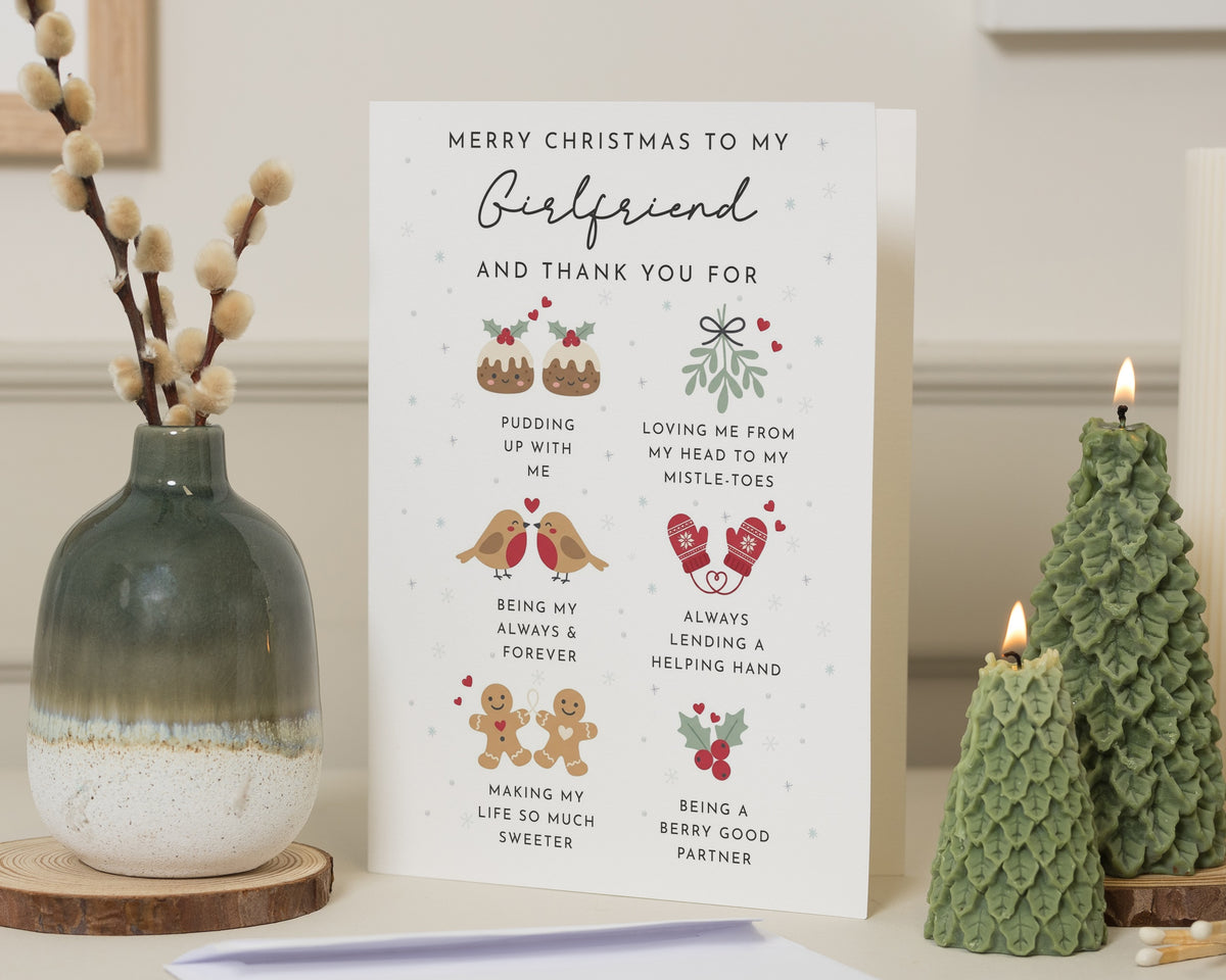 Christmas Card for Girlfriend, Girlfriend Christmas Card, Cute Christmas Card for Her, Funny Xmas Card for Partner, Romantic Christmas Card