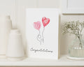 Personalised Congratulations Card, Engagement Card for Couple, Wedding Congratulations Card, Heart Balloon Card, Custom Initials Card