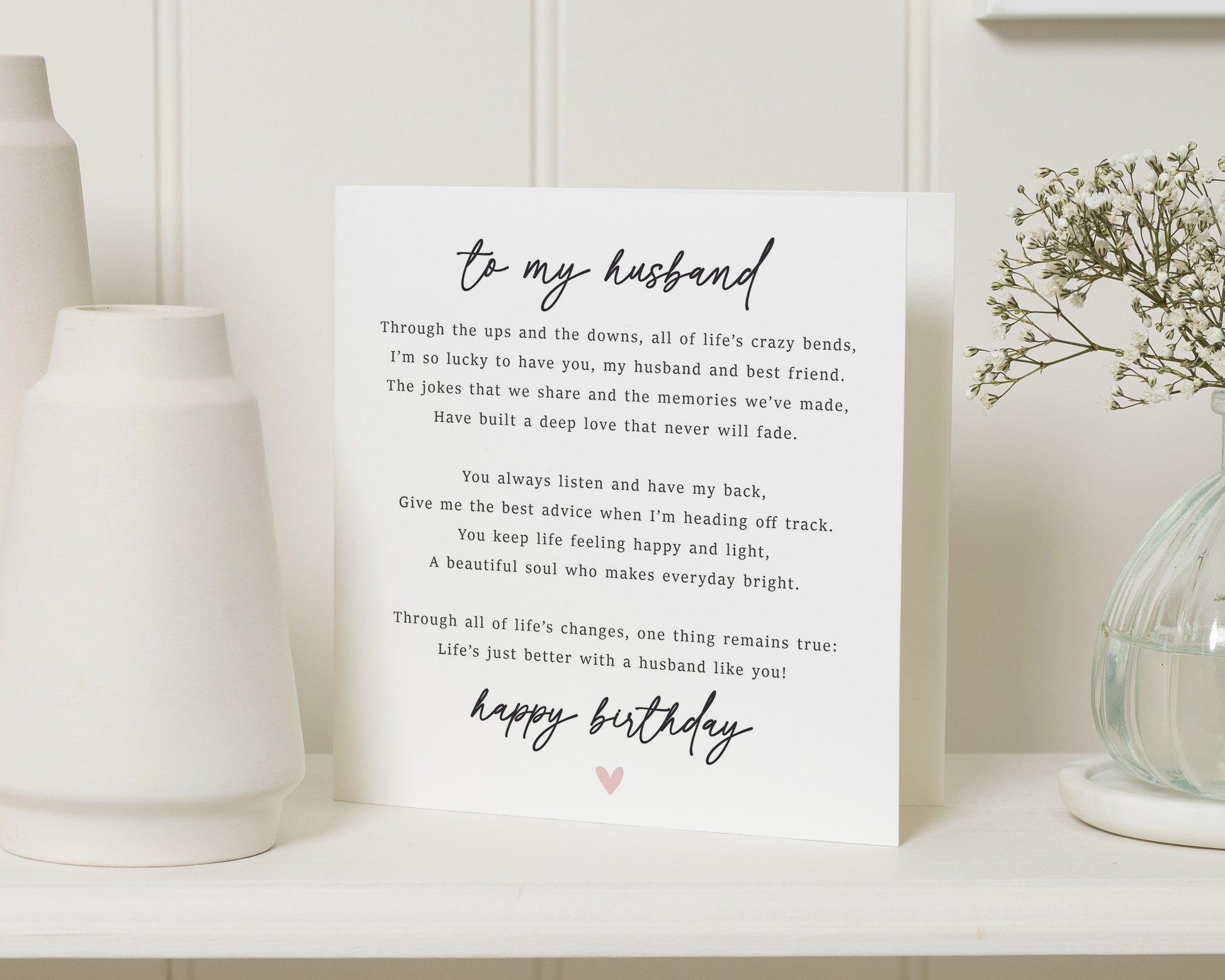 Birthday Card for Husband, Husband Birthday Card, Birthday Card for Him, Romantic Poem Birthday Card, Simple Husband Card