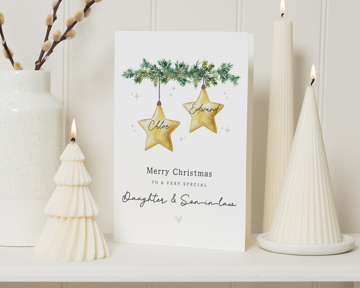 Personalised Christmas Card for Daughter and Son in Law, Daughter Christmas Card, Son in Law Christmas Card, Custom Family Xmas Card