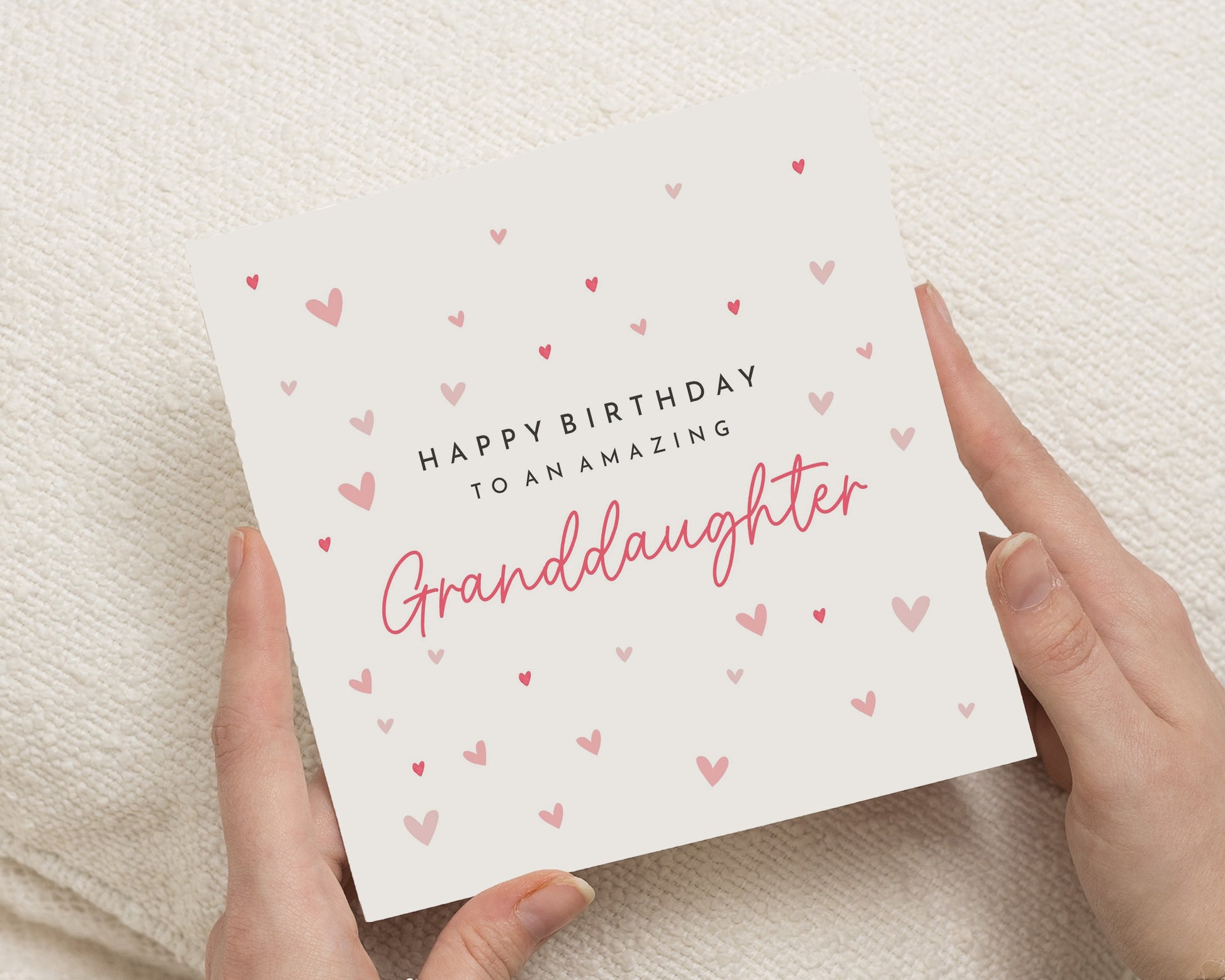 Granddaughter Birthday Card, Birthday Card for Granddaughter, Birthday Cards for Her, Cute Heart Card, Pink Birthday Card for Girls