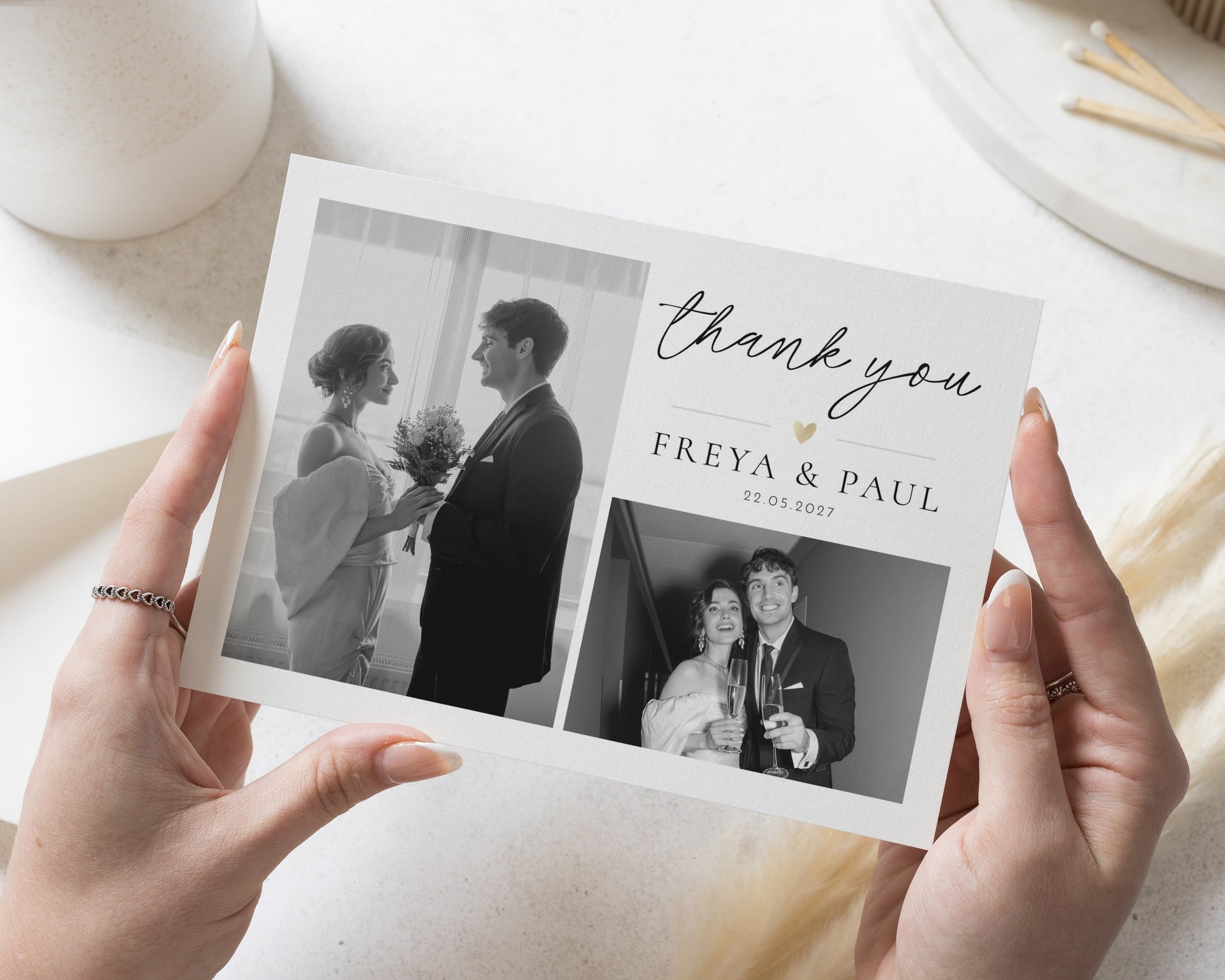 Personalised Wedding Thank You Cards, Photo Wedding Thank You Cards, Wedding Thank You Card, Simple Folded Thank You Cards, A6 Card