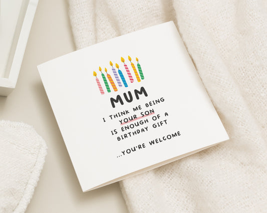 Birthday Card for Mum, Funny Mum Birthday Card from Son, Mum Birthday Card, Birthday Card for Her, Funny Birthday Card for Mother