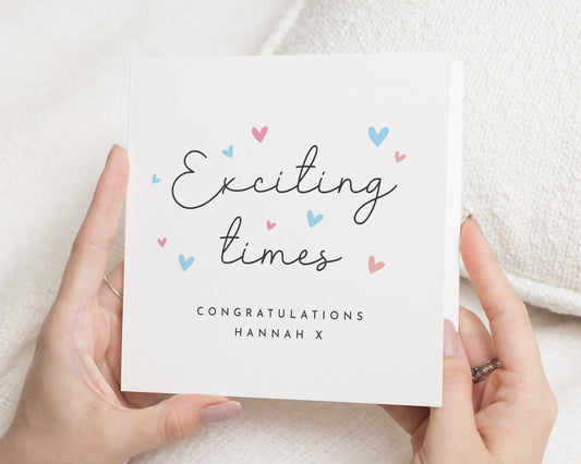 Pregnancy Card, Congratulations Card, Exciting Times Card, Personalised Pregnancy Card, Card for Friend, Boy or Girl Card