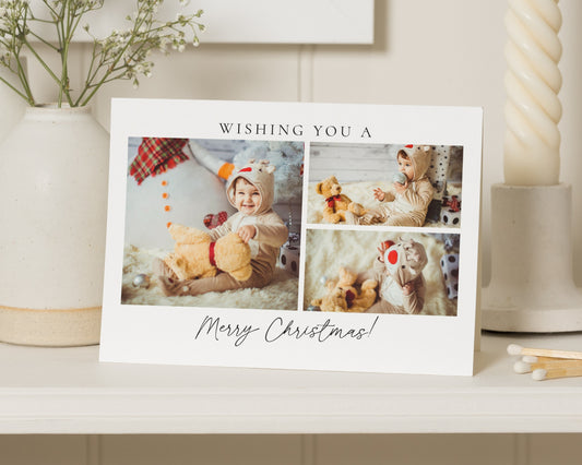 Personalised Photo Christmas Card, Pack of Christmas Cards, Pack of 10, 20, 50 or 100, Folded Photo Christmas Cards