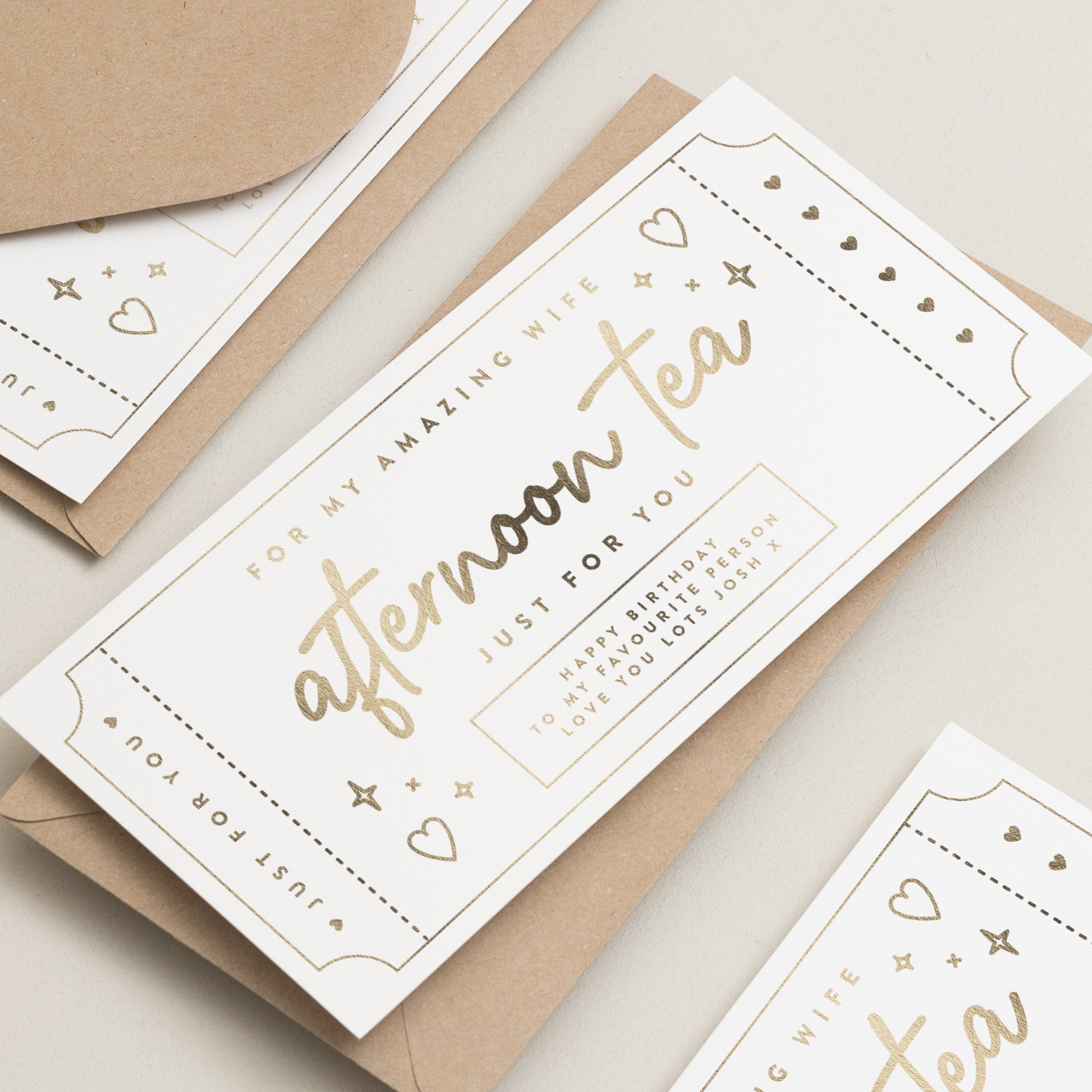 Afternoon Tea Gift Voucher, Personalised Afternoon Tea Ticket, Gold Foil Voucher, Gift For Her, Gift Voucher, Birthday Voucher,