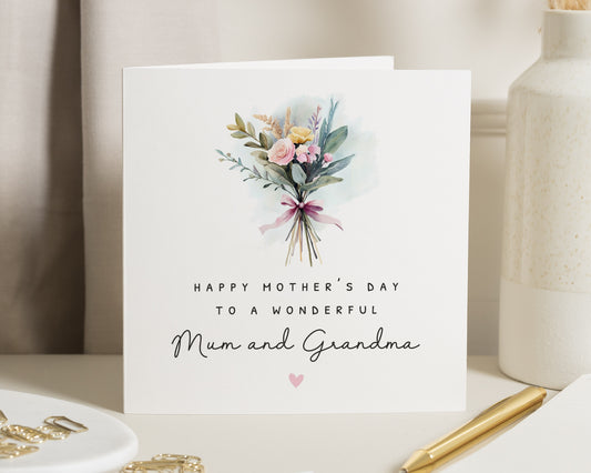 Mother's Day Card for Mum and Grandma, Floral Mother's Day Card, Mum Mother's Day Card, Grandma Card, Mother's Day Card for Her