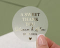 Wedding Thank You Sticker, Personalised Thank You Label, Custom Wedding Favour Sticker, Gold Foil Thank You Sticker, Sweet Thank You