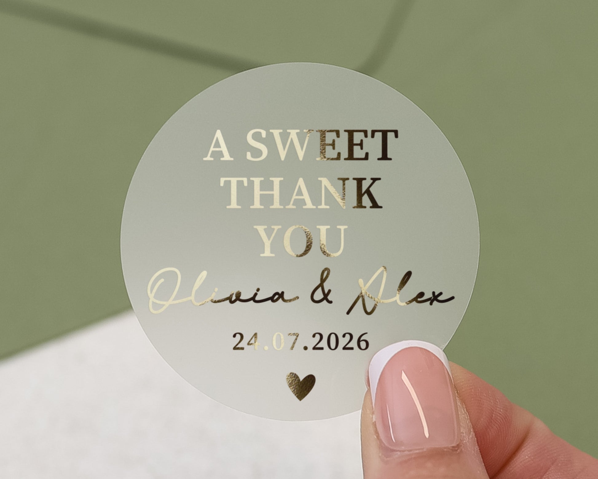 Wedding Thank You Sticker, Personalised Thank You Label, Custom Wedding Favour Sticker, Gold Foil Thank You Sticker, Sweet Thank You