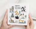 Cat Birthday Card, Birthday Card for Friend, Cat Lover Birthday Card, Yoga Birthday Card, Funny Birthday Card for Her, Cute Birthday Card