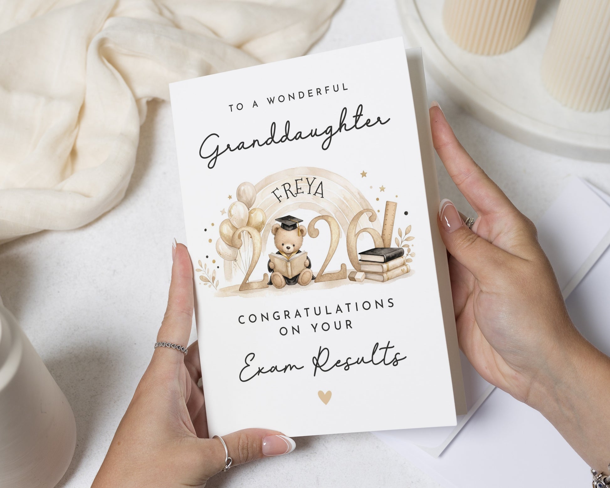 Personalised Exam Results Card for Granddaughter, Graduation Card, Congratulations Card, University Results Card, Teddy Bear Card