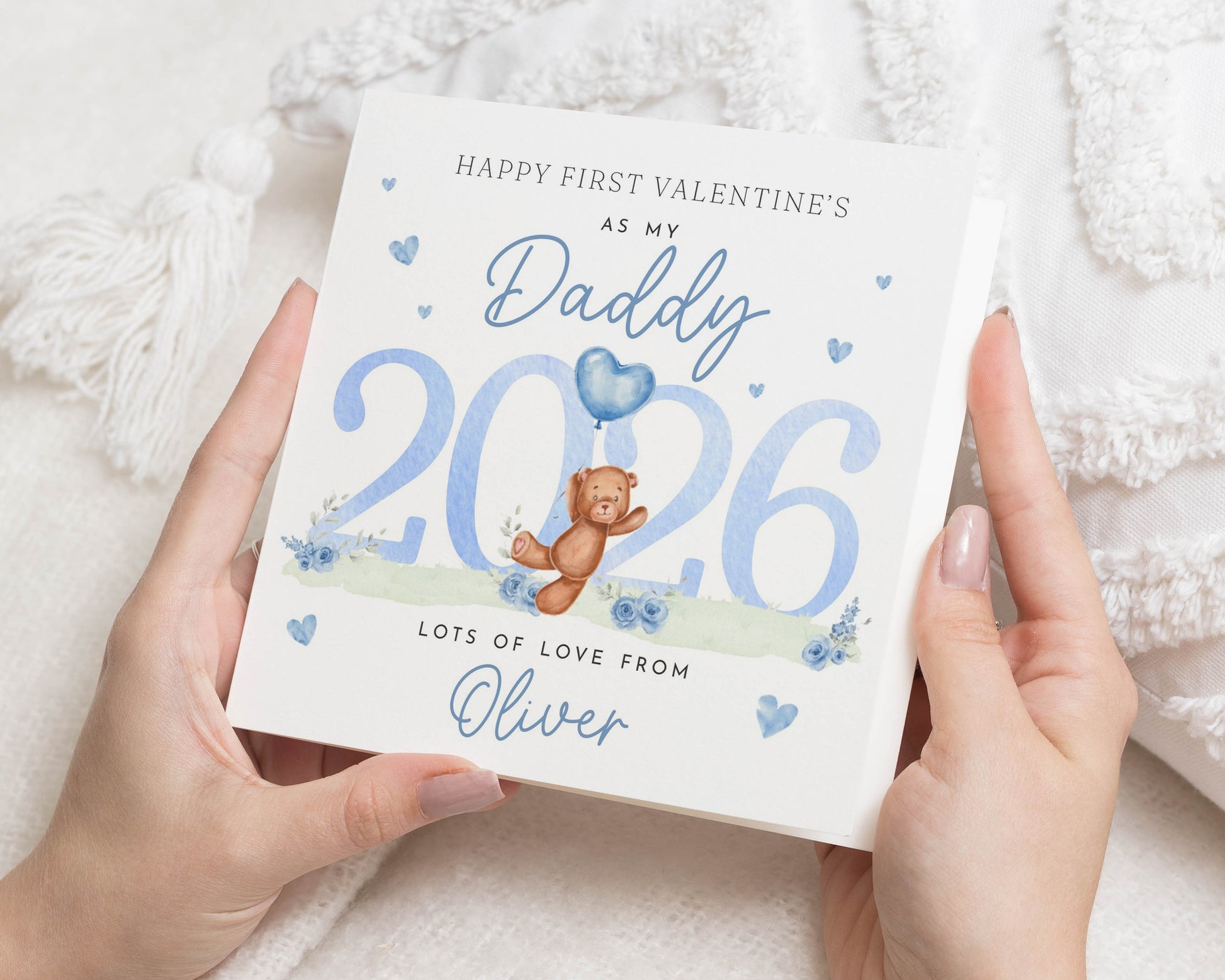 First Valentines Day Card for Daddy, Personalised Valentines Card from Baby, Cute Bear Card, Valentines Day Card for Dad, 2026