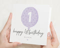 1st Birthday Card for Girl, Personalised First Birthday Card, Birthday Card for Daughter, Cute Balloon Birthday Card, Custom Name Card