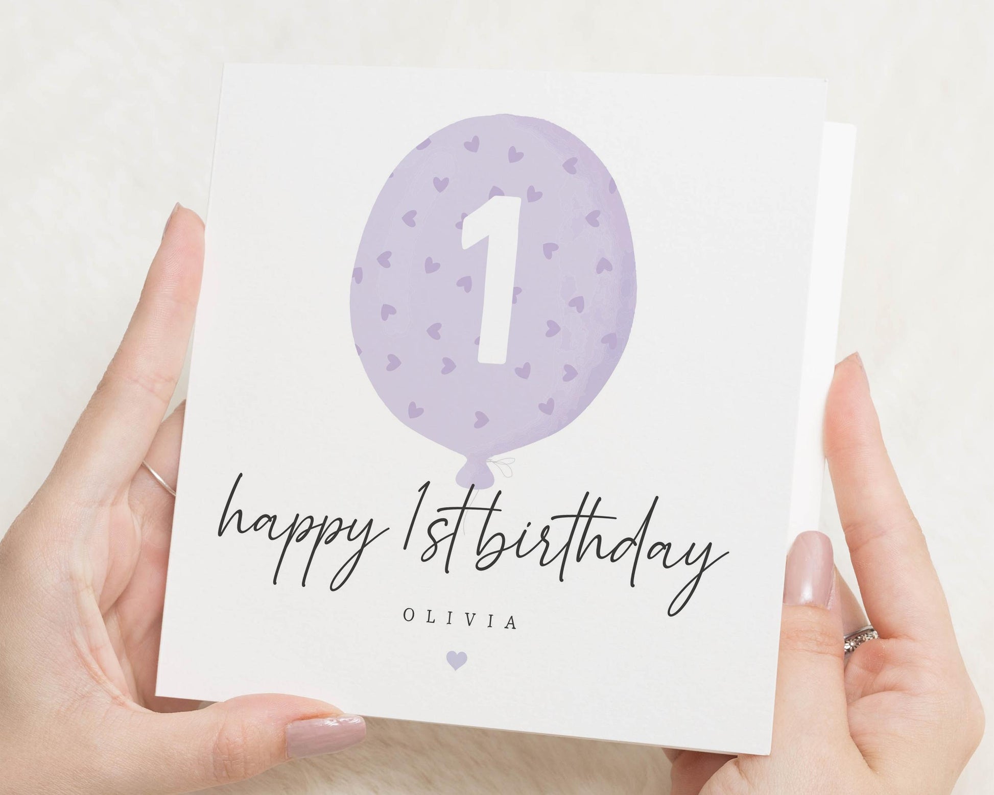 1st Birthday Card for Girl, Personalised First Birthday Card, Birthday Card for Daughter, Cute Balloon Birthday Card, Custom Name Card
