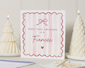 First Christmas Card for Fiancee, 1st Christmas Card, Christmas Card for Her, Romantic Christmas Card, Cute Pink Bow Christmas Card