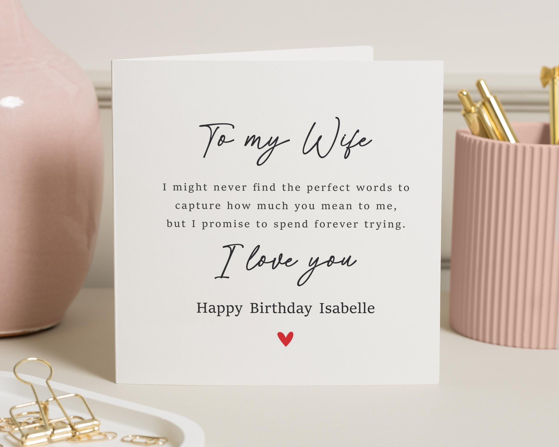 Birthday Card for Wife, Personalised Birthday Card for Her, Romantic Birthday Card, I Love You Card, Custom Name Birthday Card