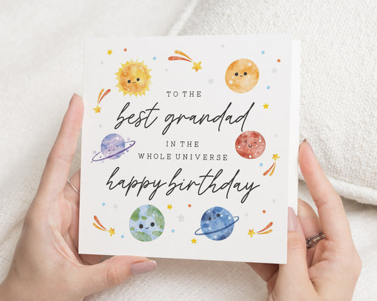 Birthday Card for Grandad, Best Grandad Birthday Card, Grandad Birthday Card, Universe Theme Card, Cute Space Birthday Card