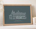 Personalised Wedding Venue Print, Teal Wall Art, Venue Line Art, Wedding Gift, Anniversary Gift, Landscape Framed Print