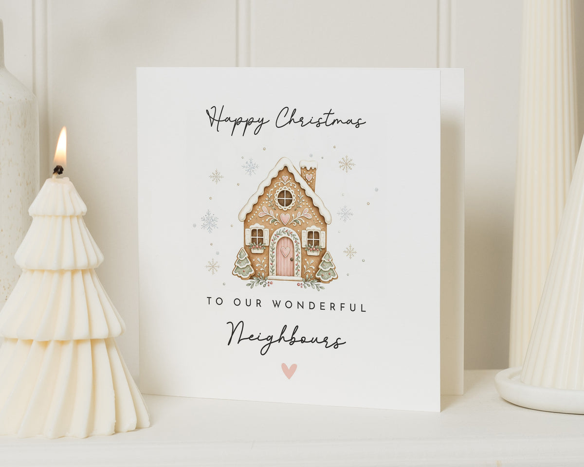 Christmas Card for Neighbours, Happy Christmas Card, Neighbour Christmas Card, Cute Christmas Card, Gingerbread House Card