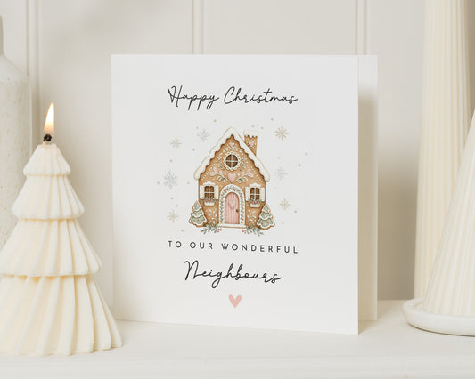 Christmas Card for Neighbours, Happy Christmas Card, Neighbour Christmas Card, Cute Christmas Card, Gingerbread House Card
