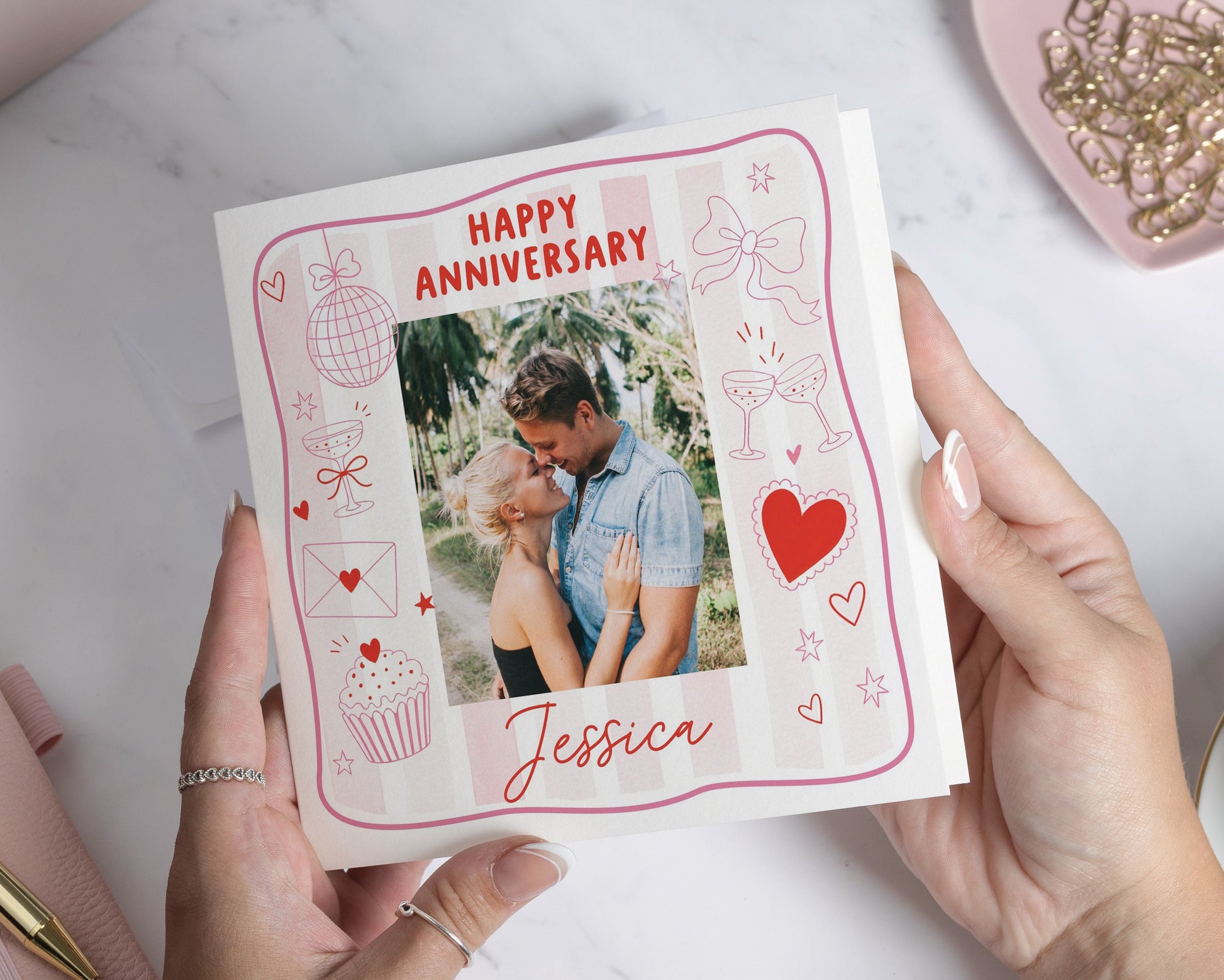Personalised Photo Anniversary Card, Anniversary Card for Wife, Anniversary Card for Husband, Couple Anniversary Card, Romantic Photo Card