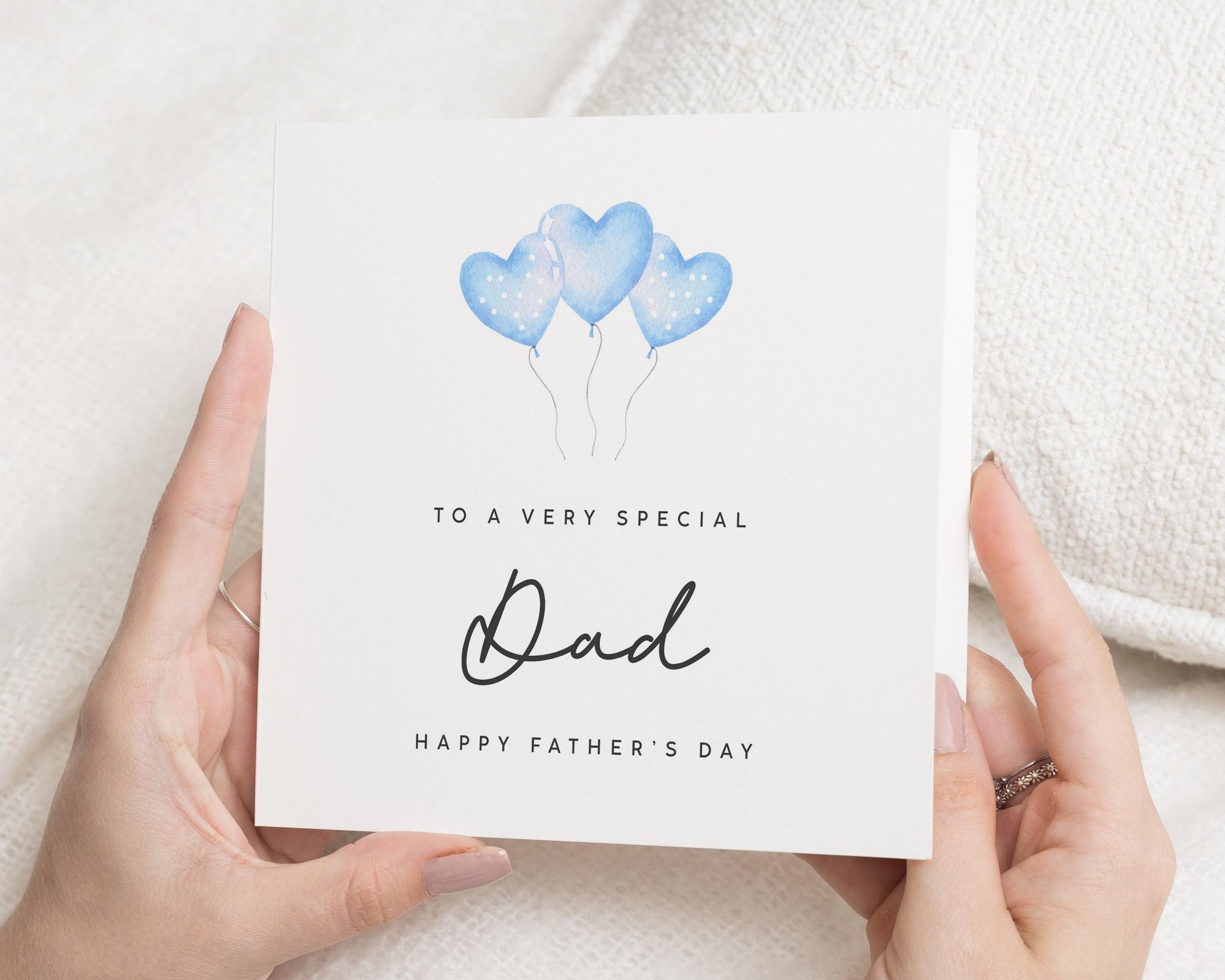 Fathers Day Card for Dad, Happy Fathers Day Card, Special Dad Card, Fathers Day Card from Daughter, Blue Heart Balloons Card