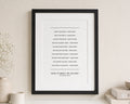 Personalised Family Playlist Print, Custom Song Wall Art, Family Music Gift, New Home Gift, Living Room Typography Print, Black Frame