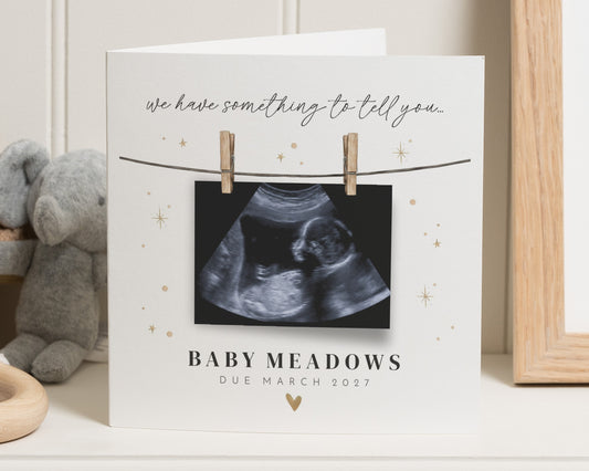 Pregnancy Announcement Card, Baby Scan Photo Card, Personalised Pregnancy Card, Baby Reveal Card, New Baby Announcement Card