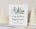 Personalised Christmas Card, Square Christmas Card, Merry Christmas Card, Cute Animal Christmas Card, Custom Family Christmas Card