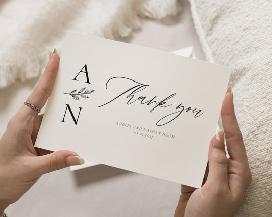 Personalised Wedding Thank You Cards, Wedding Thank You Cards, Folded Thank You Cards, Minimal Thank You Card for Wedding, A6 5x7 Cards
