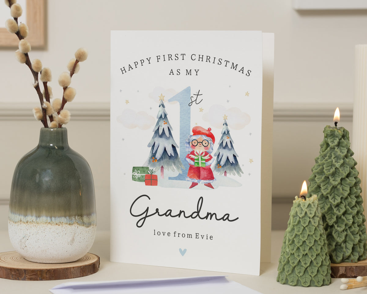 First Christmas Card for Grandma, 1st Christmas Card, Personalised Christmas Card from Grandchild, New Grandma Christmas Card