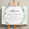 Floral Wedding Order Of Event, Botanical Wedding Timeline Sign, Order of the day, Order Of Events, Floral Wreath Wedding Itinerary 'Amelia'